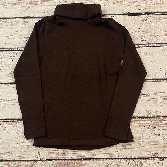 Vintage Roos Atkins Long‎ Sleeve Turtle Neck Brown Small Women's Made In Italy - Picture 2 of 9
